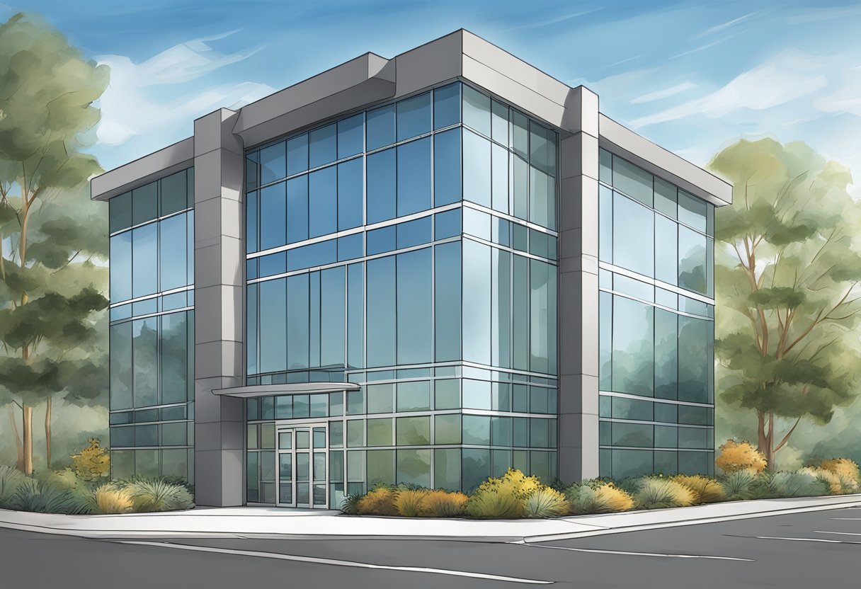 A modern office building with glass windows and a sleek entrance at 2710 Gateway Oaks Drive, Suite 150N, Sacramento, CA 95833