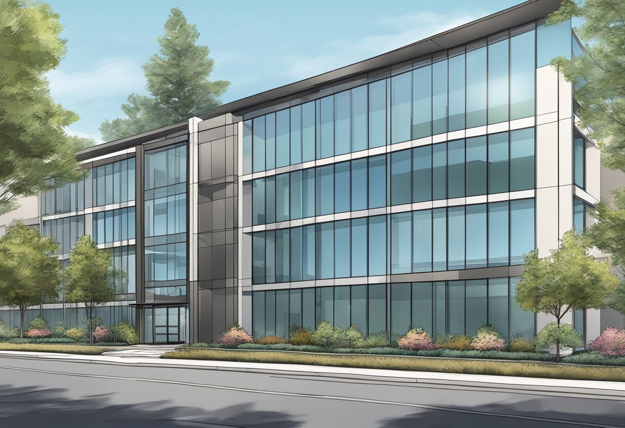 A modern office building with glass windows and a sleek entrance at 2710 Gateway Oaks Drive, Suite 150N, Sacramento, CA 95833