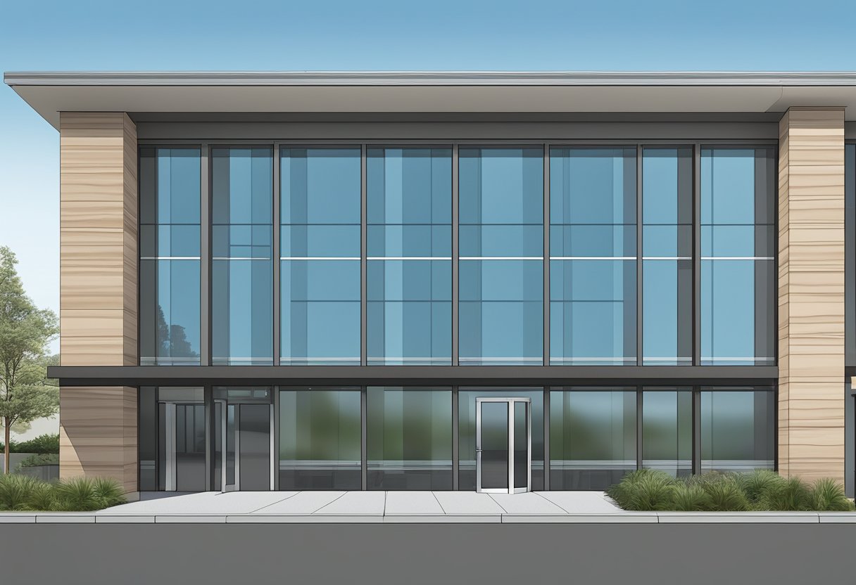 A modern office building with glass windows and a sleek exterior located at 2710 Gateway Oaks Dr, Sacramento, CA 95833