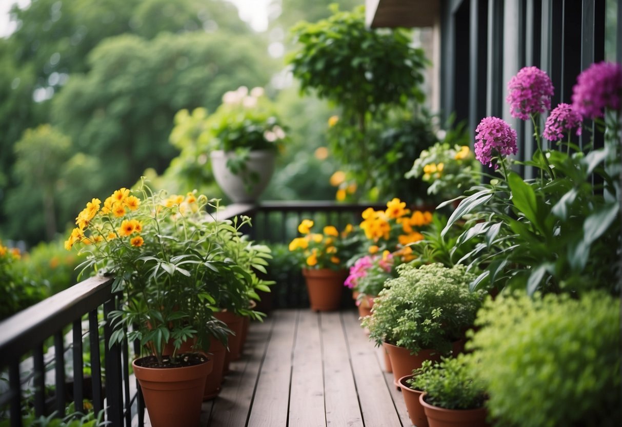 Lush green plants and colorful flowers create a vibrant and healthy garden.