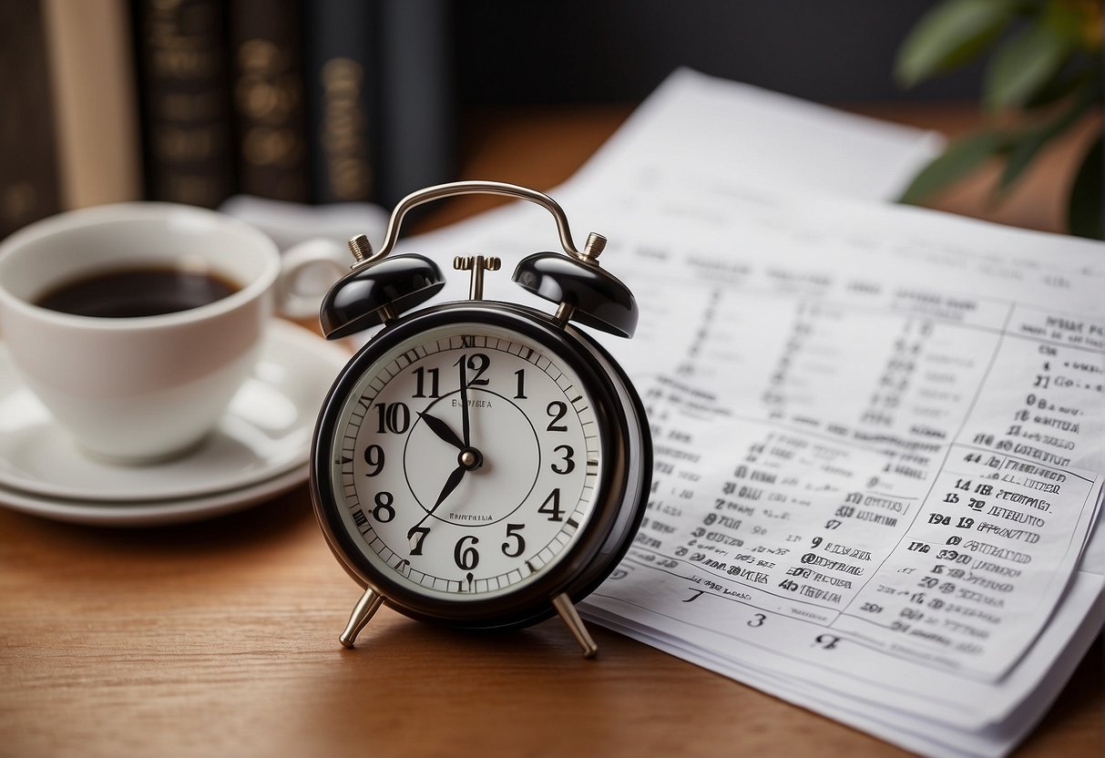 A clock with multiple time limits displayed, a calendar with dates crossed out, and a legal document with "Statute of Limitations" highlighted