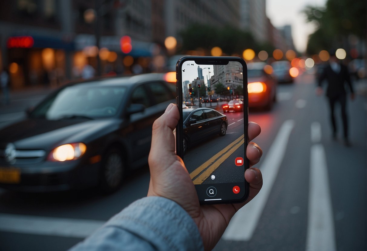 A car runs a red light, hitting a pedestrian in a crosswalk. The driver is distracted by their phone