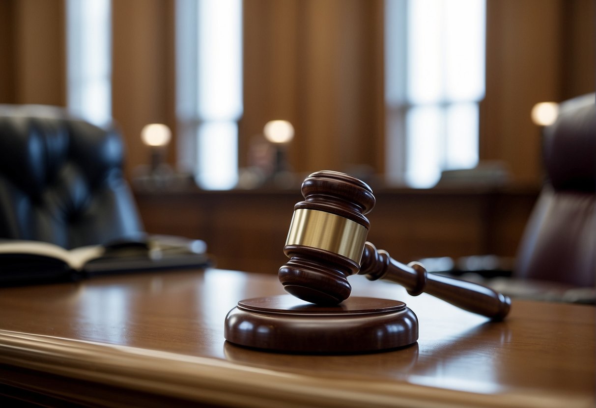 A gavel strikes a desk in a courtroom, symbolizing the enforcement of judgments in personal injury lawsuits