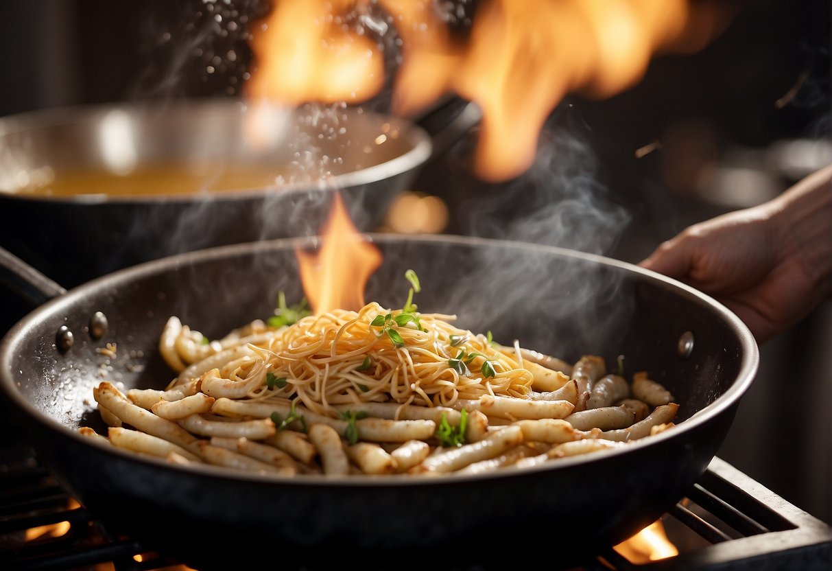 A wok sizzles as whitebait are dipped in batter, then deep-fried until golden. Aromatic spices fill the air
