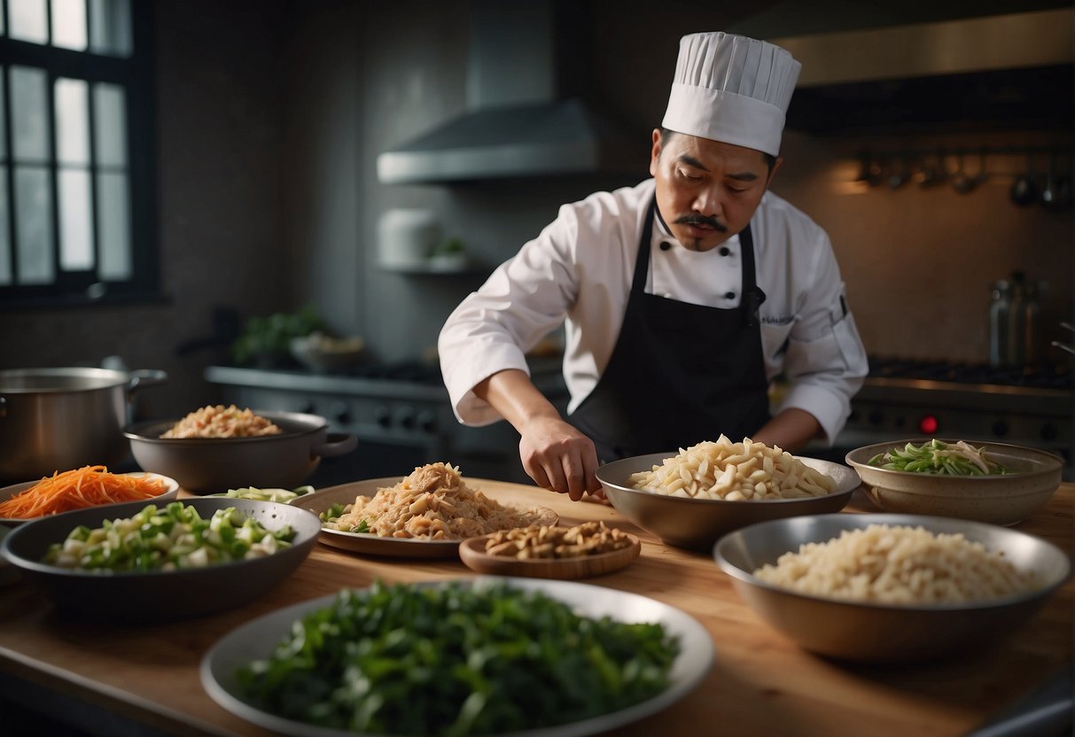 A chef modifies a traditional Chinese diced chicken recipe, swapping out ingredients to accommodate various dietary restrictions