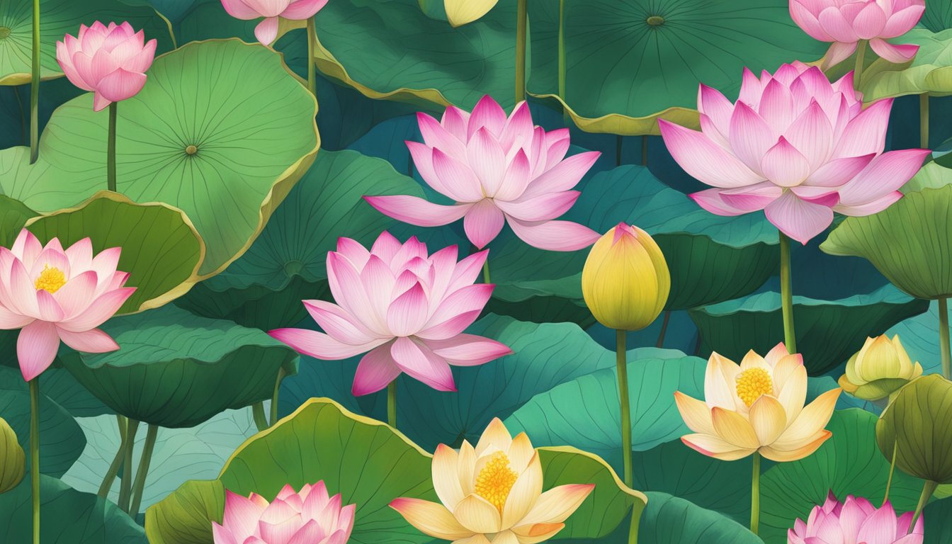 Lotus flowers for sale at a vibrant Singaporean market