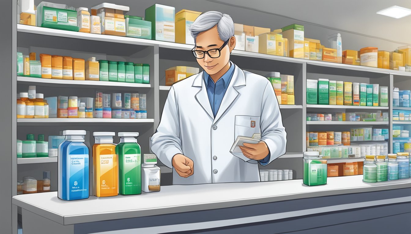 A pharmacist in Singapore sells Oracort E over the counter