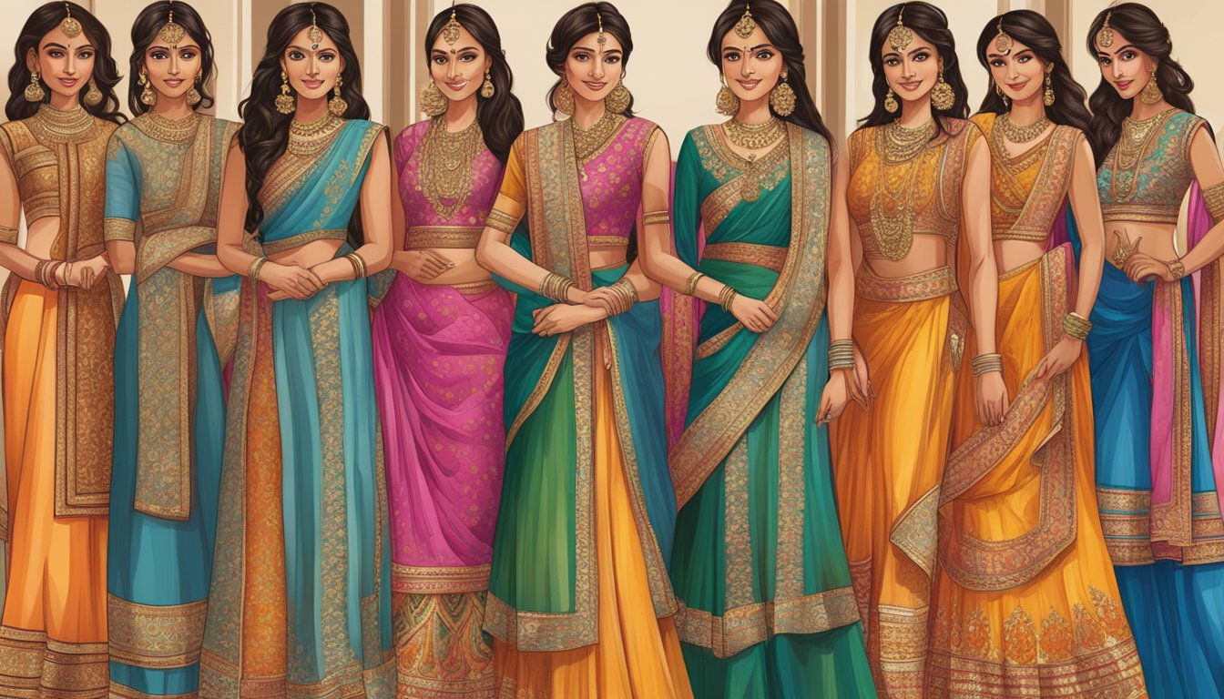 Vibrant, colorful Indian fabrics and intricate embroidery on display, showcasing the richness and beauty of traditional Indian attire