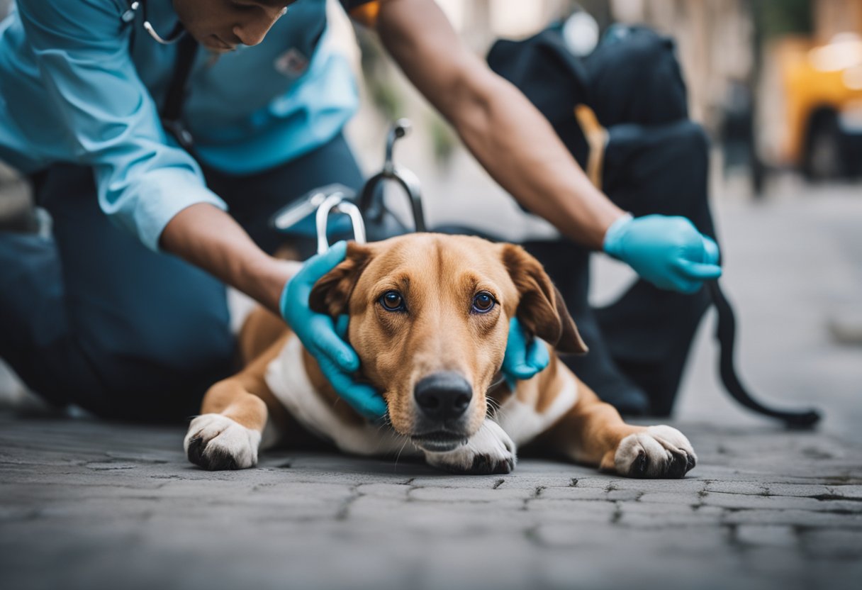 Životinja koja dobija prvu pomoć i veterinarsku negu nakon trovanja na ulici