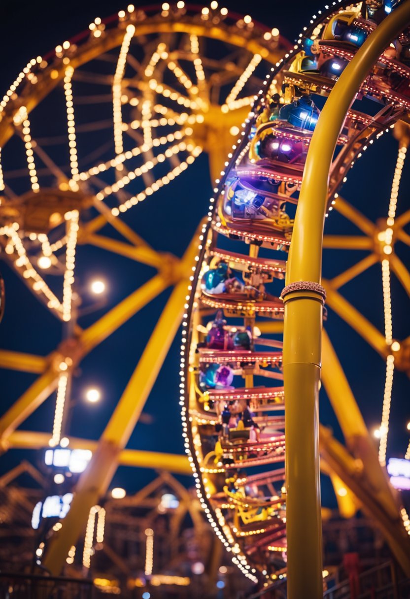 Thrilling roller coasters and colorful carnival rides fill the bustling amusement parks in Waco, surrounded by bright lights and joyful laughter
