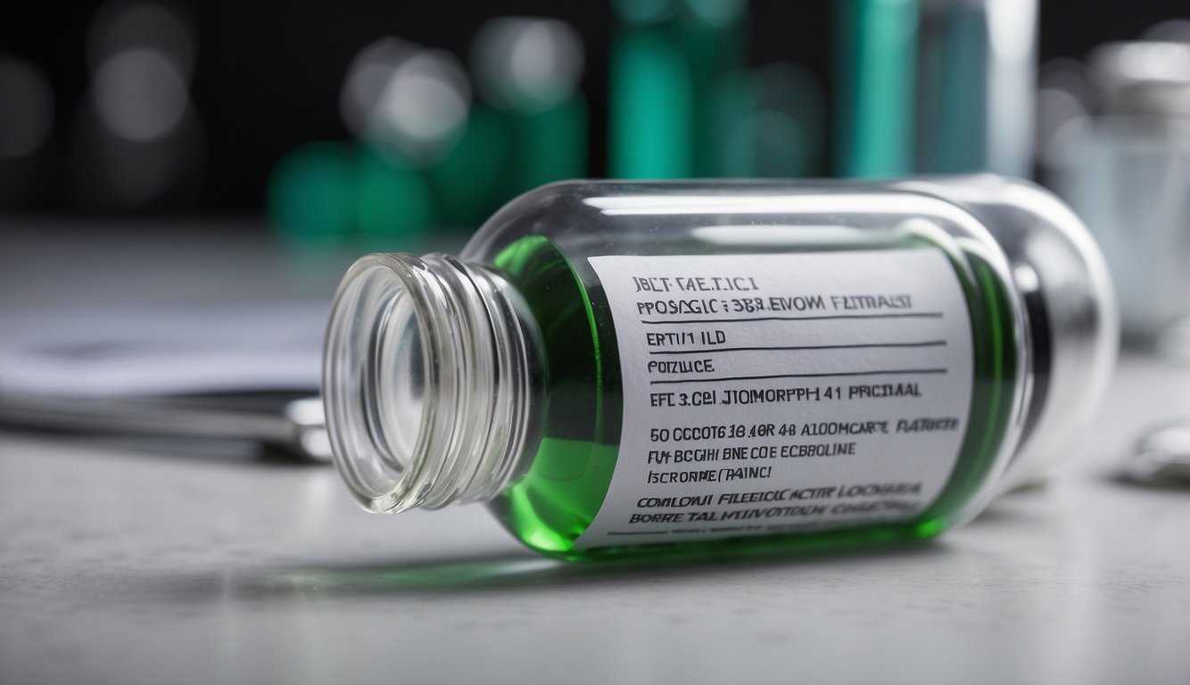 A vial of IGF-1 LR3 peptide with a label displaying legal and ethical considerations. Surrounding documents outline usage guidelines and regulatory compliance
