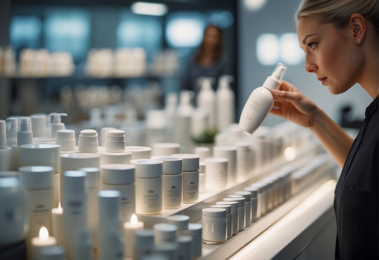 A person selecting unscented skincare products, avoiding fragrances for health reasons