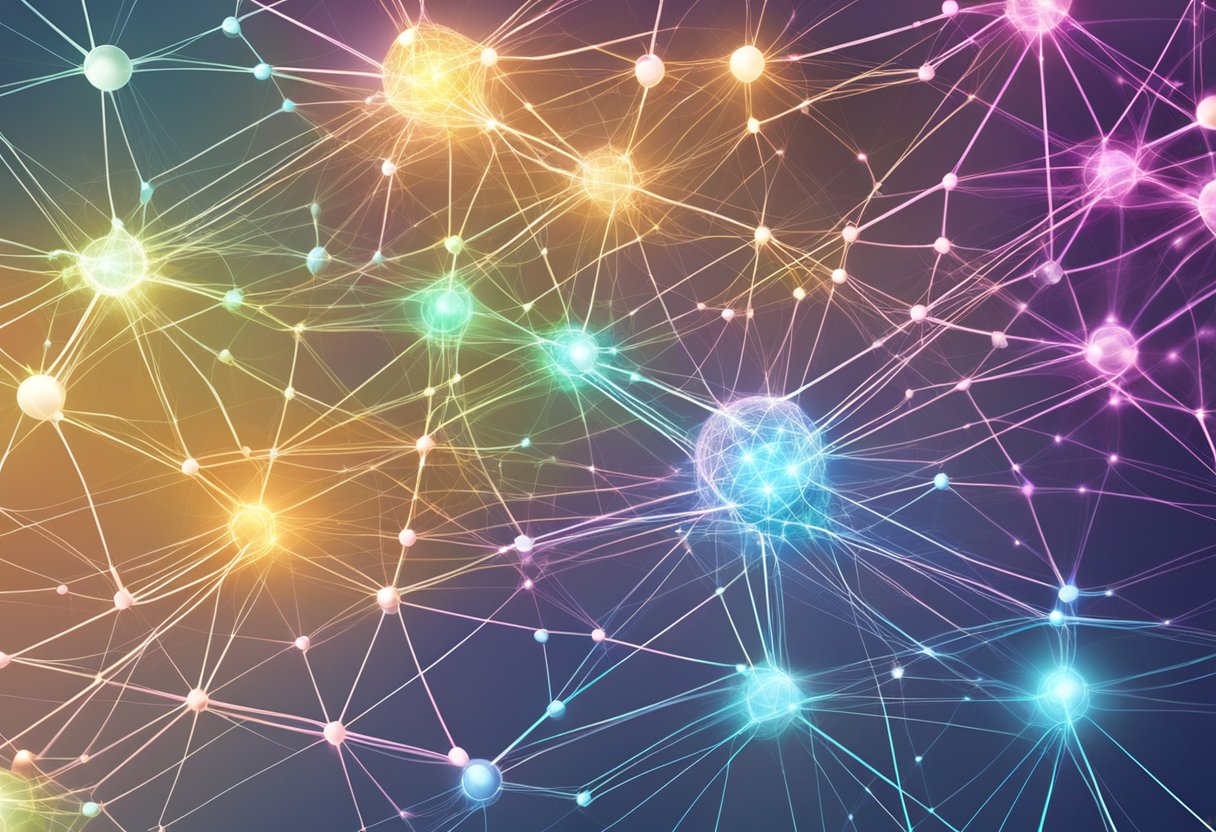 A glowing network of interconnected nodes, radiating with energy and intelligence, symbolizing the essence of SingularityNET - AGIX