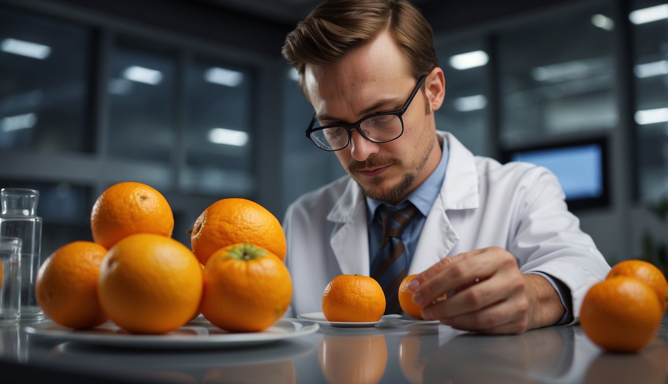 A scientist examines bitter orange fruit and studies its health benefits