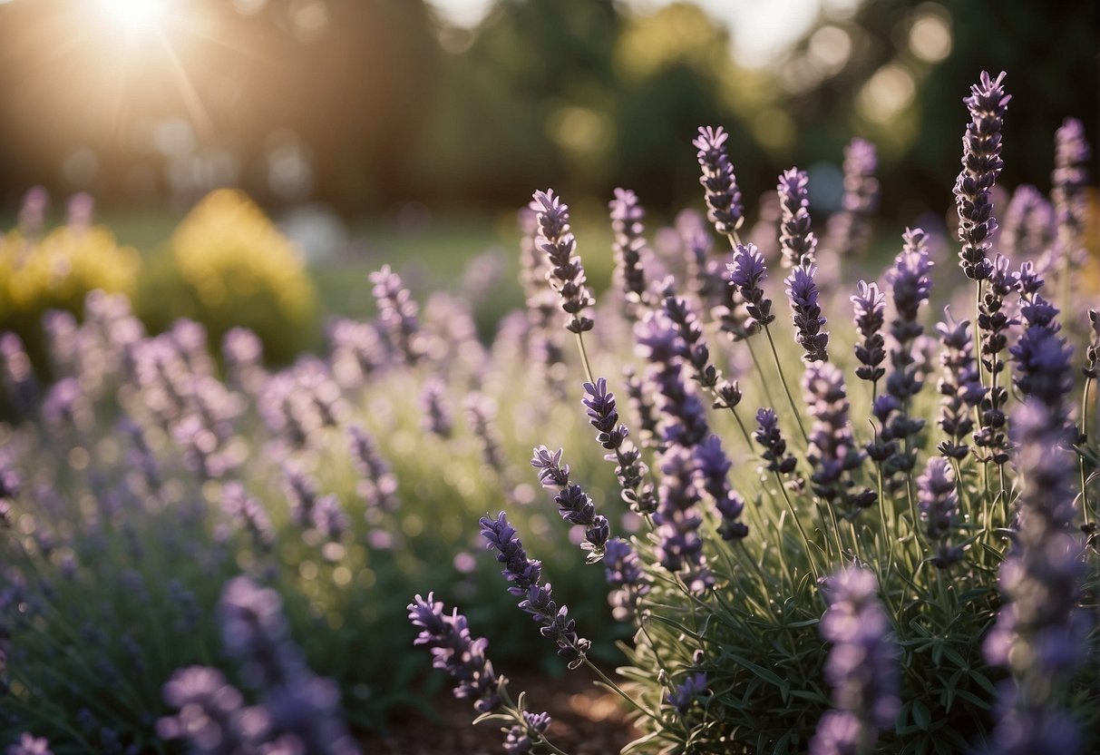 Lavender bushes repel squirrels in a garden setting