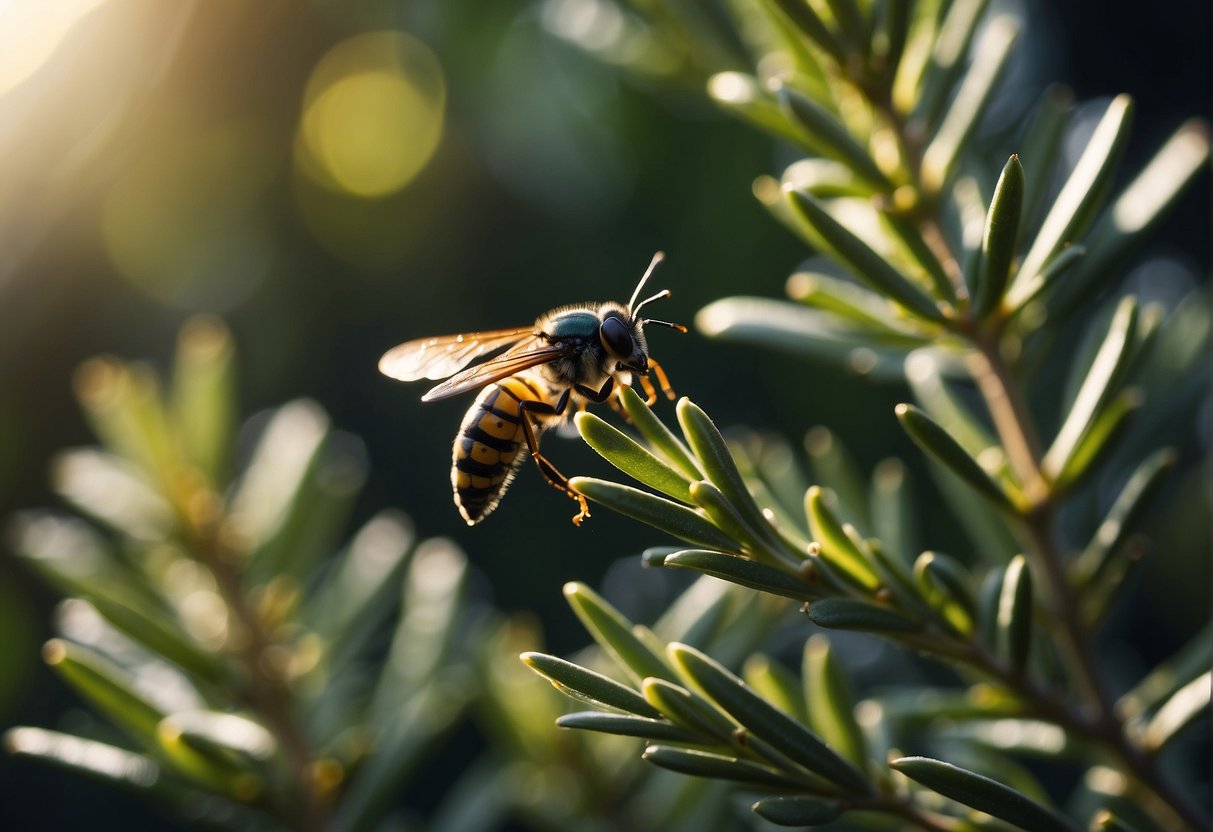 Rosemary plant repelling wasps in garden