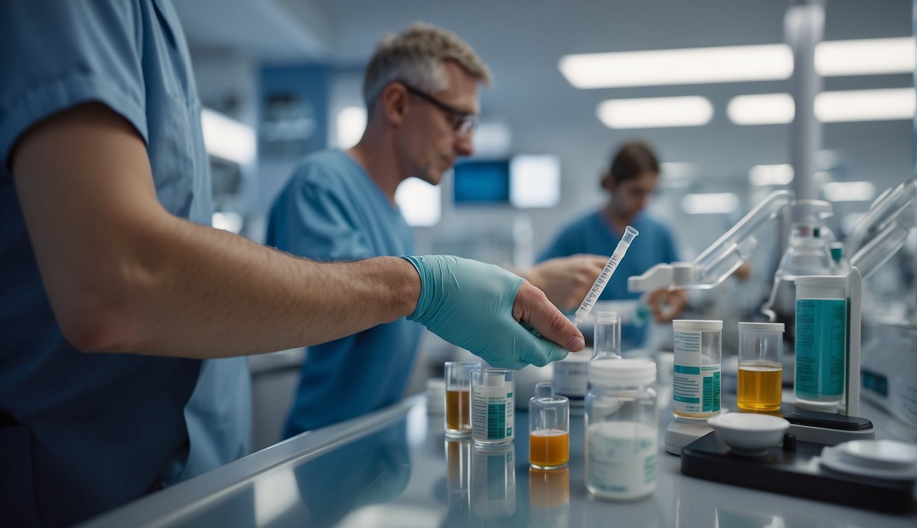 A person purchases PT-141 peptide from a pharmacy. They carefully measure and inject the peptide into their body using a syringe