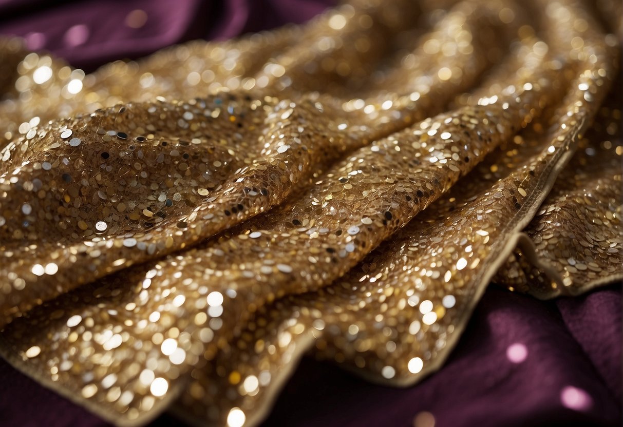 A sequin saree with loose threads and missing sequins, needing professional repair