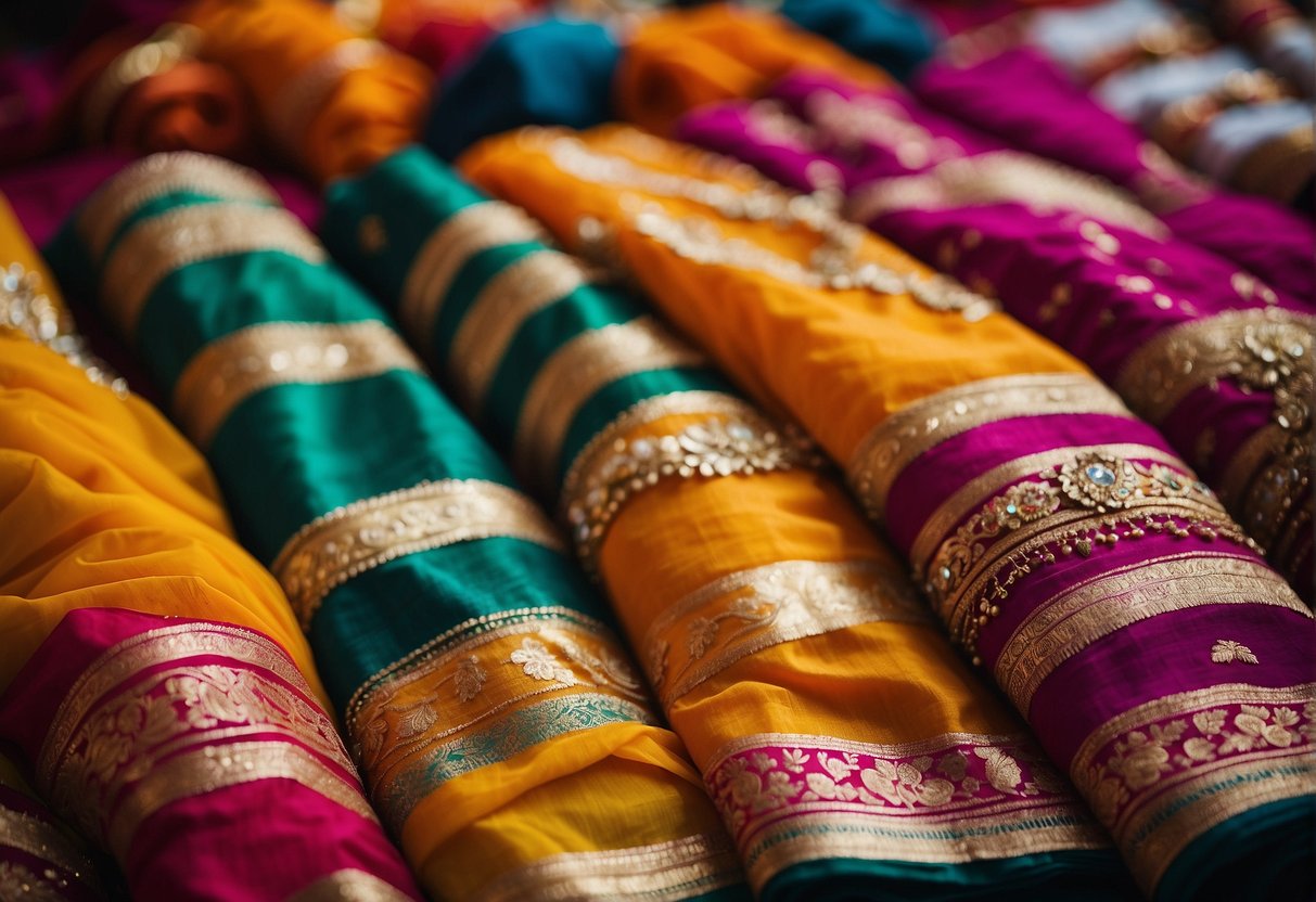 Vibrant Leheriya sarees adorn a wedding scene, adding a burst of color and tradition to the festivities