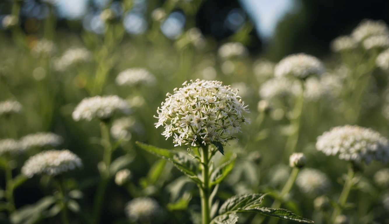 A garden overrun by pests and disease-infested late boneset