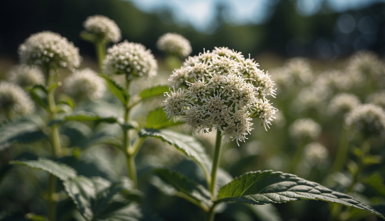 A late boneset plant surrounded by a cluster of curious onlookers