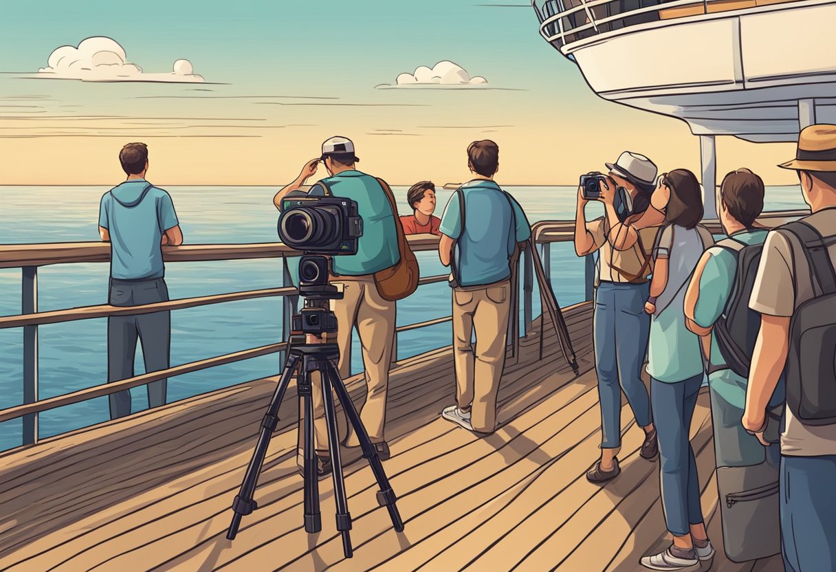 The camera sits idle on the deck, forbidden from capturing the cruise experience. Passengers look on disappointed, unable to document their journey