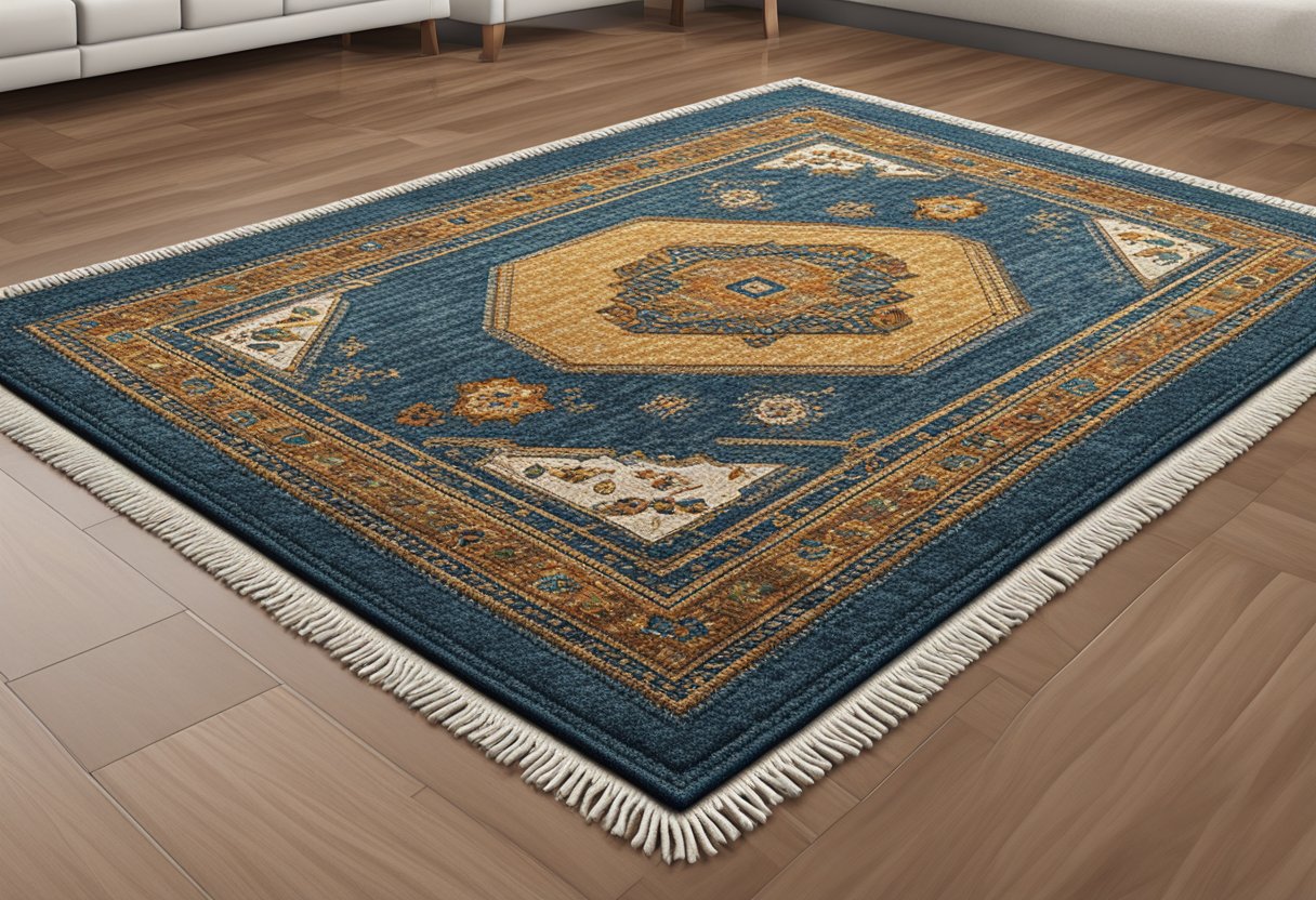 A rug with "Frequently Asked Questions" text lays over a carpet