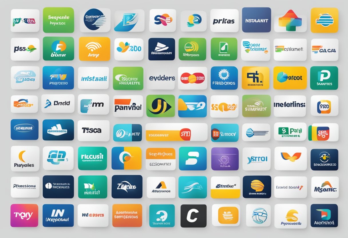 An array of logos from various instant payout providers arranged in a grid, with bold text reading "Instant Payout Services" above