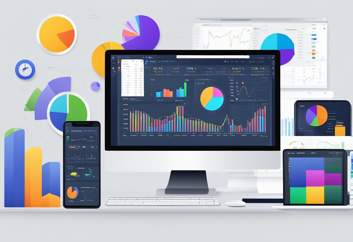 Top MT4 brokers display on a computer screen with charts, graphs, and trading tools. The interface is sleek and user-friendly, with easy access to various trading instruments and account management options