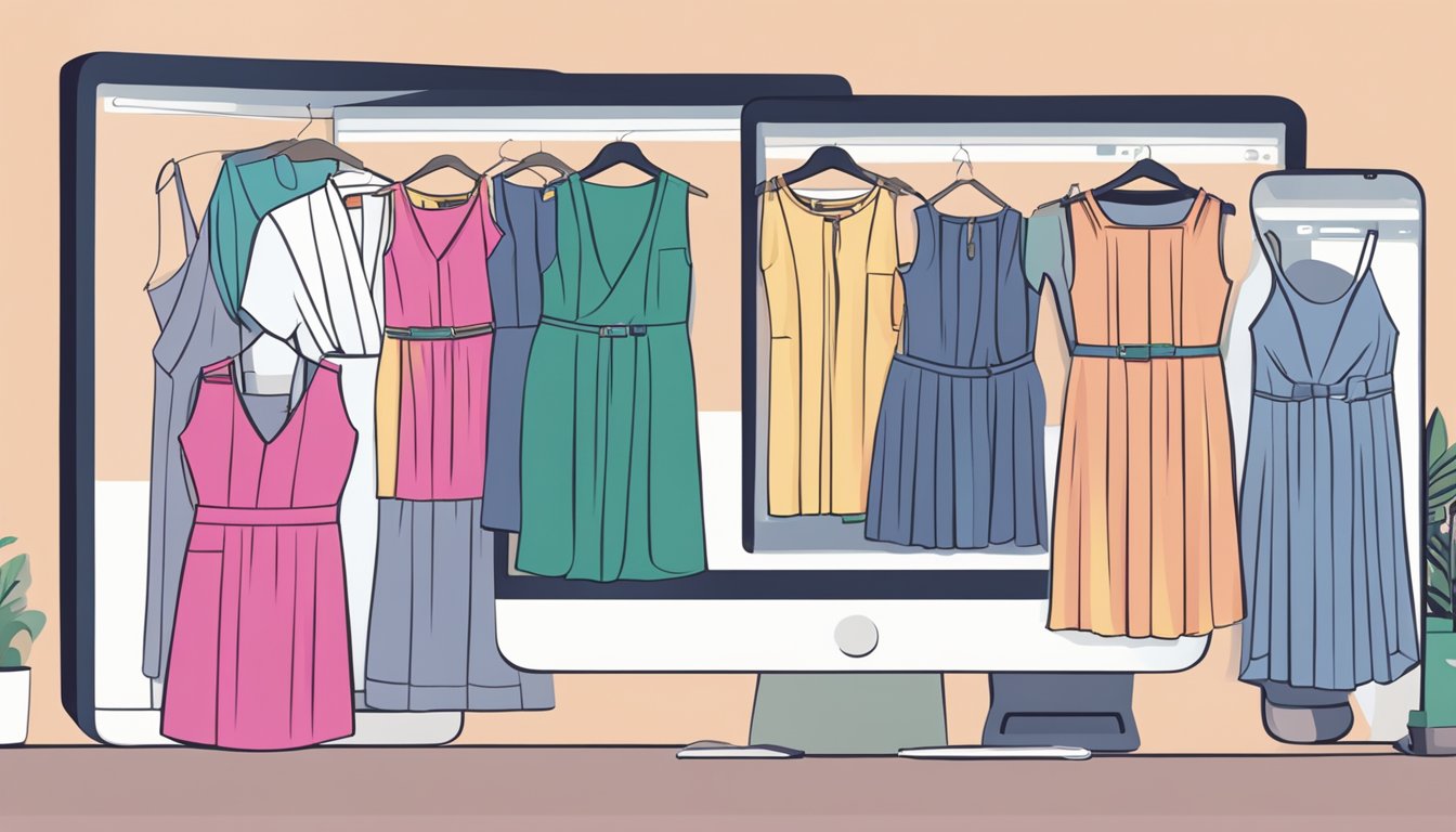 A computer screen displaying a website with a variety of work dresses available for purchase