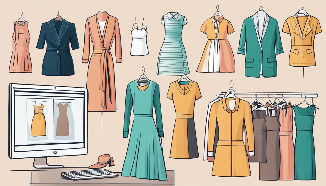 A computer screen displaying a variety of professional work dresses on an online shopping website