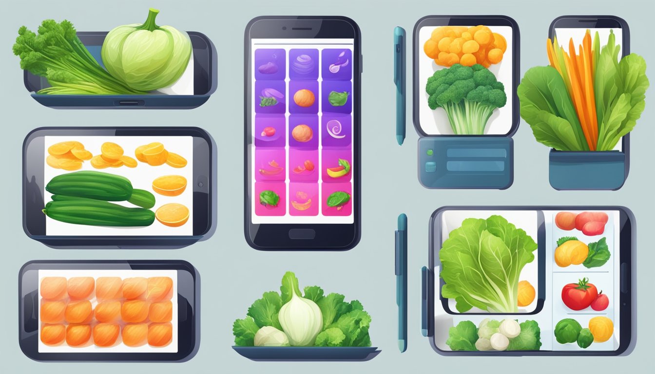 Vibrant vegetables displayed on digital platforms, surrounded by user-friendly interface and secure payment options