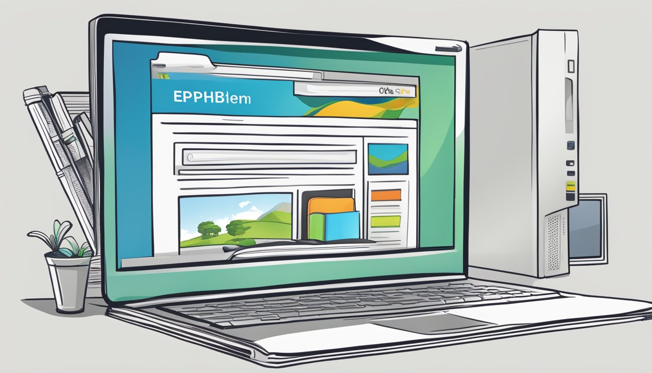 A computer with an internet browser open to a website selling eph books, with a cursor clicking on the "buy" button