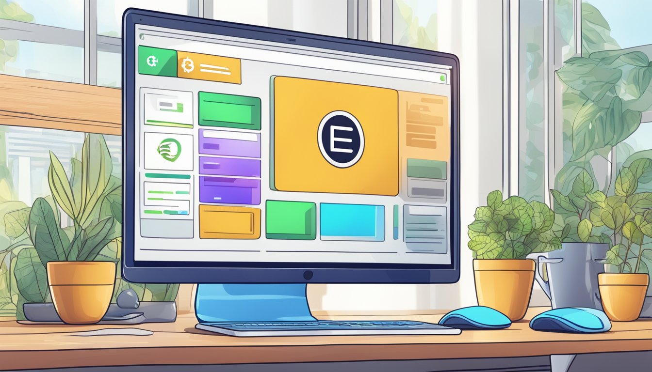 A computer screen with a website open, showing a secure online platform for purchasing ether cryptocurrency