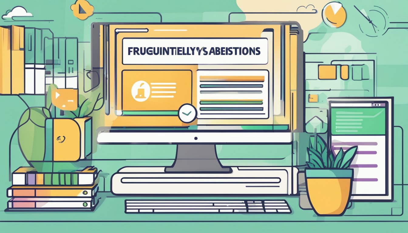 A computer screen displaying a webpage with the title "Frequently Asked Questions" and a button labeled "buy ether online."