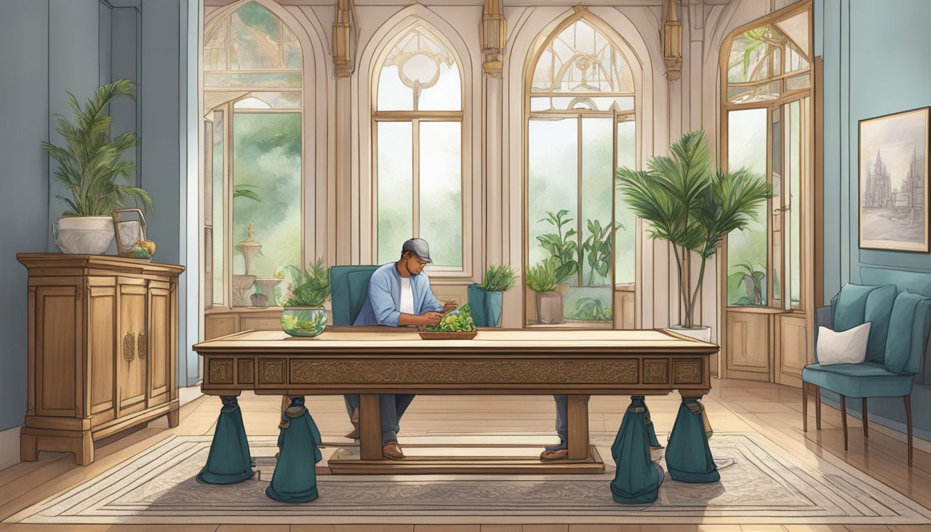 A customer buys an altar table from a store in Singapore and installs it in their home