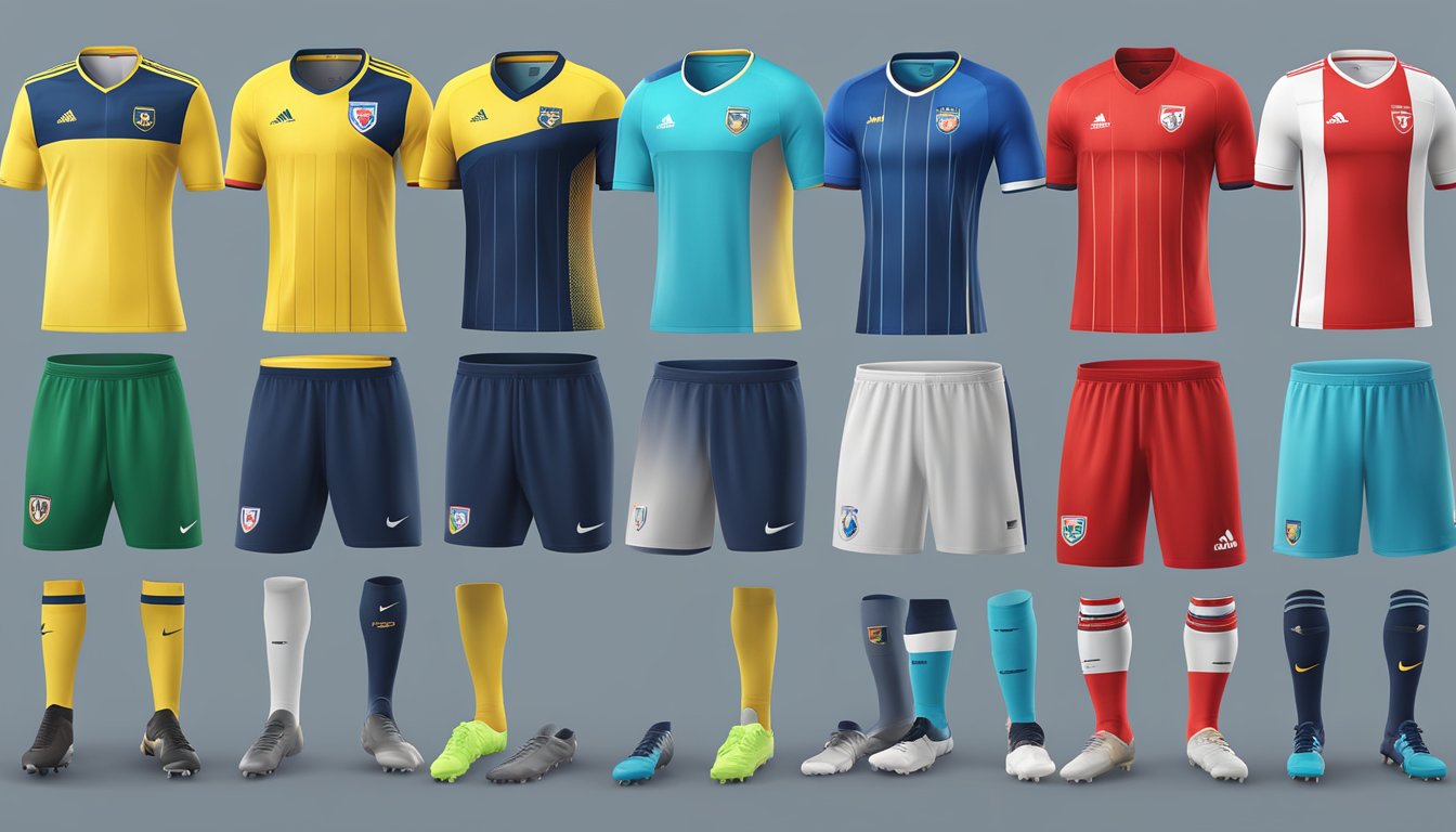 Top brands' football kits displayed online, with a focus on performance wear