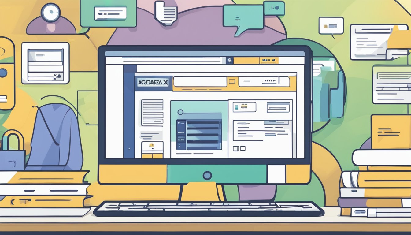 A computer screen displaying the Acarizax website with a "buy online" button highlighted