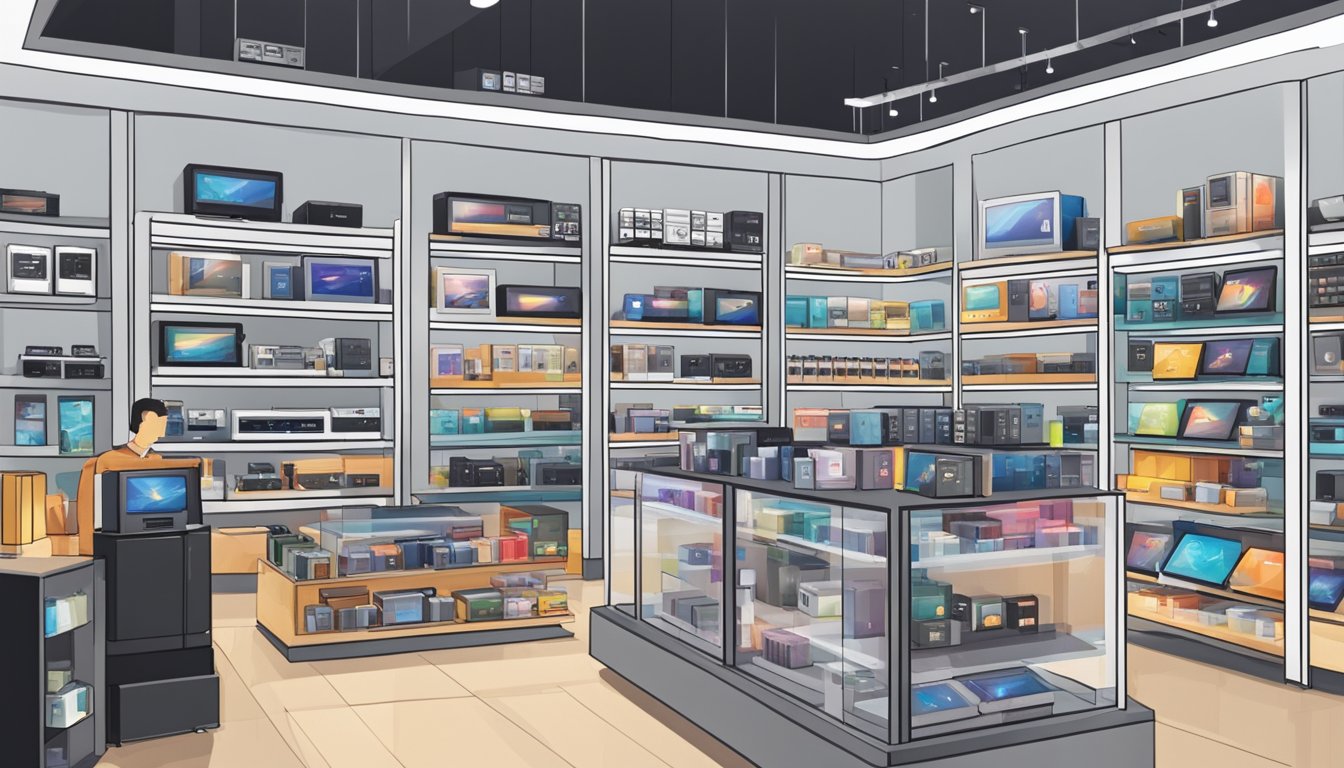 A bustling electronics store in Singapore displays Fiio products on its shelves