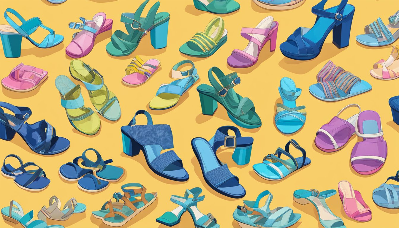 A colorful array of ladies' sandals displayed on a sleek, modern website. Easy navigation and clear product images make online shopping a breeze