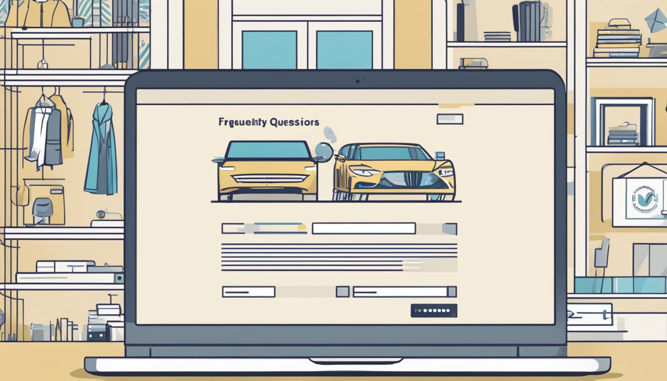 A computer screen displaying a webpage with the title "Frequently Asked Questions buy burberry online uk". A cursor hovers over a link, with a clean and modern design