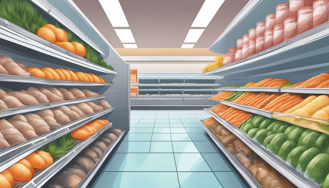 A supermarket aisle with frozen turkeys in Singapore