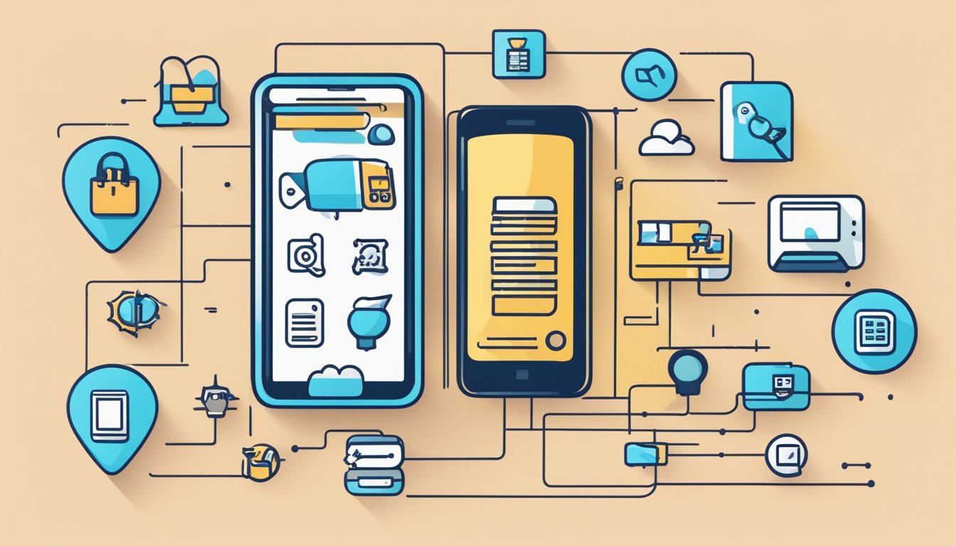 A smartphone with a loading screen and a "Buy Smart Load Online" button, surrounded by icons representing different benefits such as savings, convenience, and accessibility