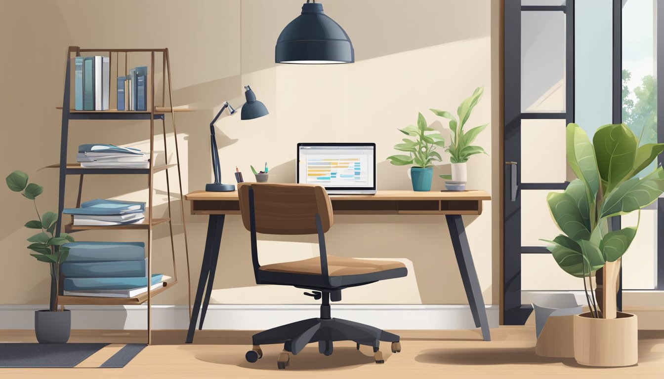 A study table and chair are being purchased online