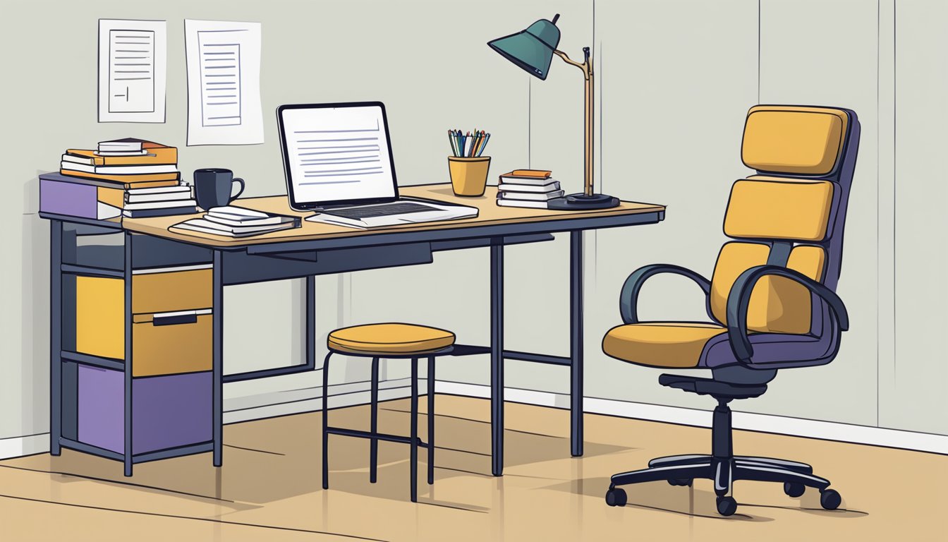 A study table and chair displayed online with a list of frequently asked questions surrounding the purchase