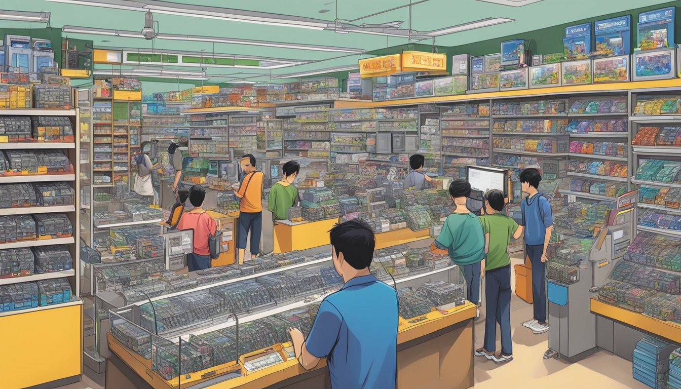 A bustling electronic store in Singapore sells step-down transformers