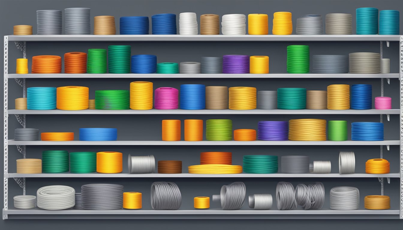 A hardware store shelf displays various coils of nylon rope in Singapore