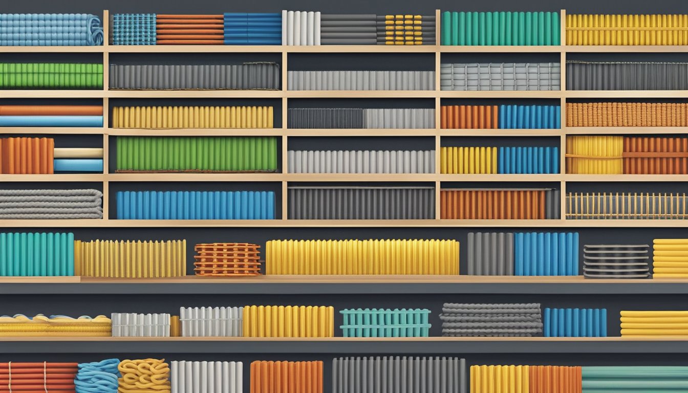 A hardware store shelf displays various coils of nylon rope in Singapore