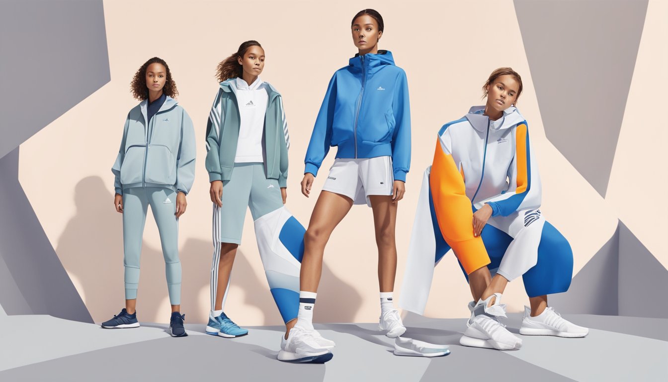The Adidas by Stella McCartney range displayed on a sleek, modern online platform, with the iconic logo and stylish athletic wear showcased