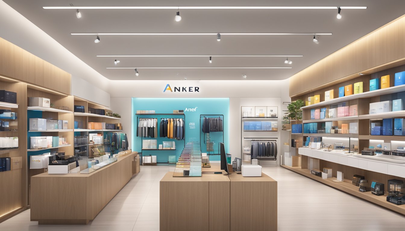 Anker products displayed in a modern Singapore store